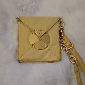 Yellow Leather Crossbody Bag with Gold Hardware